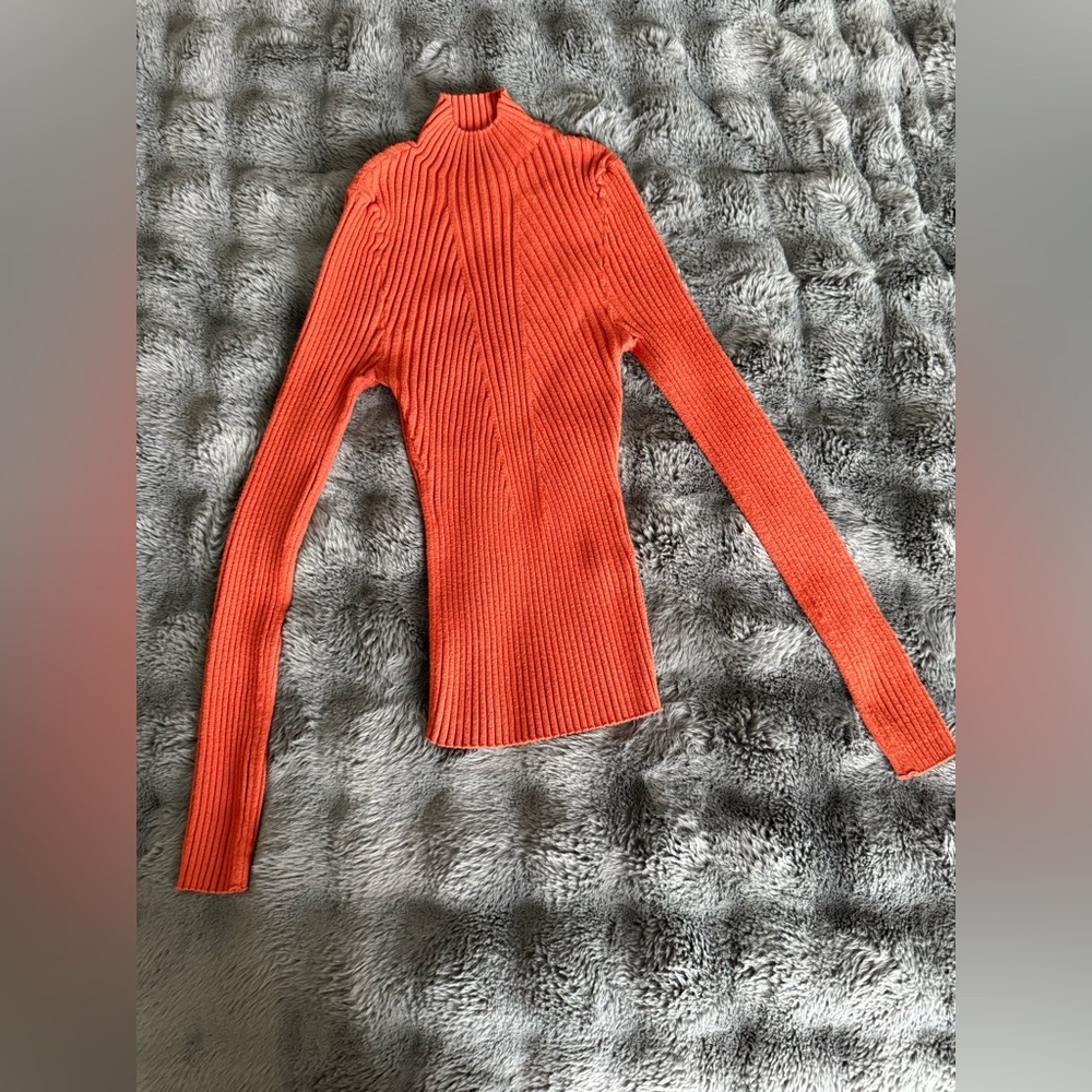 Orange mock neck sweater women size S